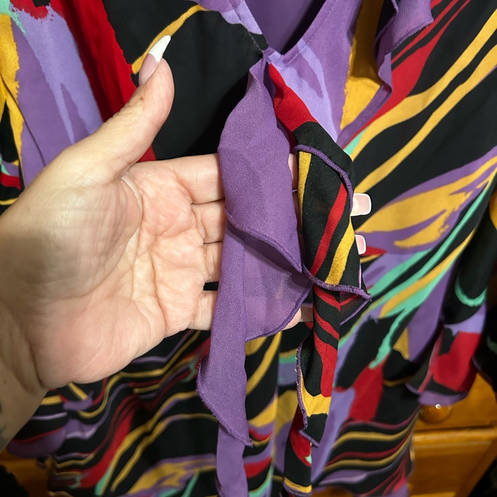 Plus size Size 4 Russel Kemp multicolored print blouse - Picture 4 of 6